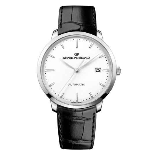 Girard-Perregaux 1966 40 mm Silver Dial Stainless Steel   Leather Strap 49555-11-131-BB60