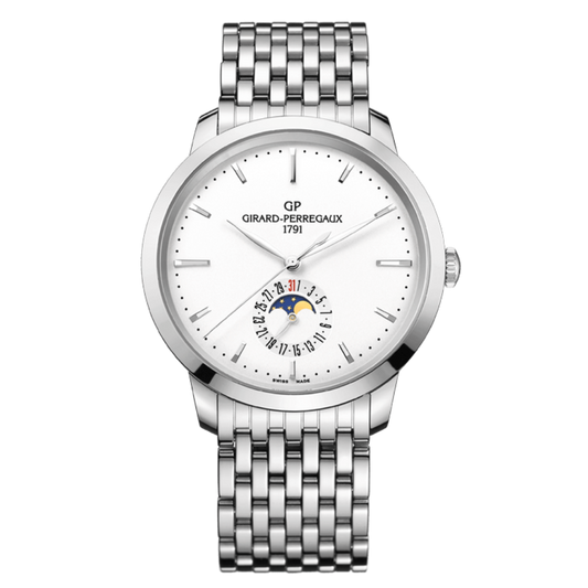 Girard-Perregaux 1966 Date and Moon Phases 40 mm Silver Dial Stainless Steel Bracelet 49545-11-131-11A