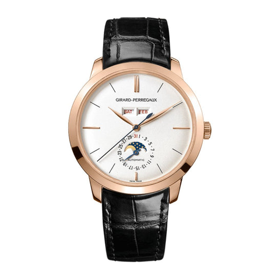 Girard-Perregaux 1966 Full Calendar 40 mm Silver Dial 18K Pink Gold   Leather Strap 49535-52-151-BK6A