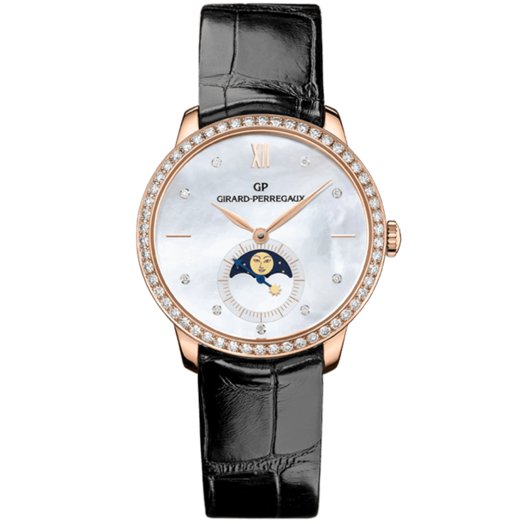 Girard-Perregaux 1966 Moon Phases 36 mm Mother-Of-Pearl Dial With Diamonds 18K Pink Gold   Leather Strap 49524D52A751-CK6A