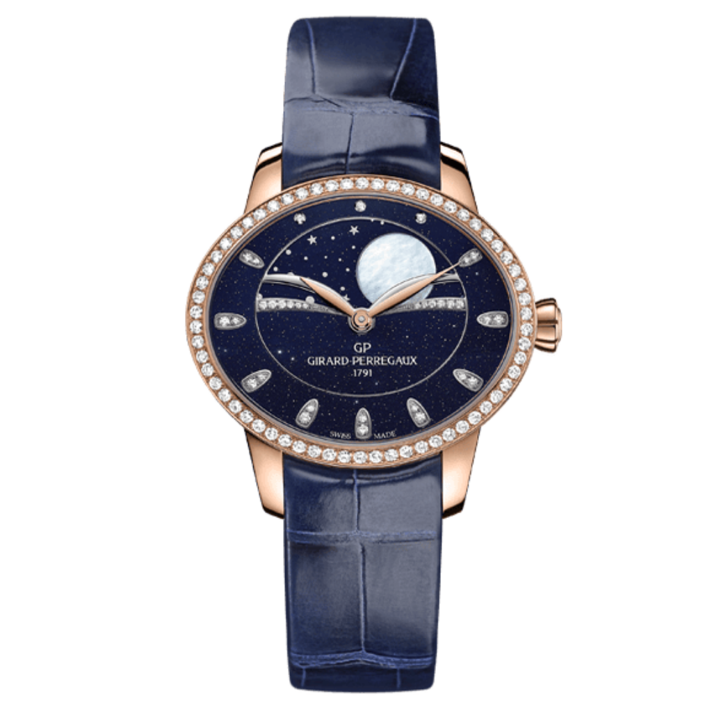 Girard-Perregaux Cat’s Eye Celestial 35.40 x 30.40 mm Blue Dial with Diamonds 18K Pink Gold   Leather Strap 80496D52A451-CK4A