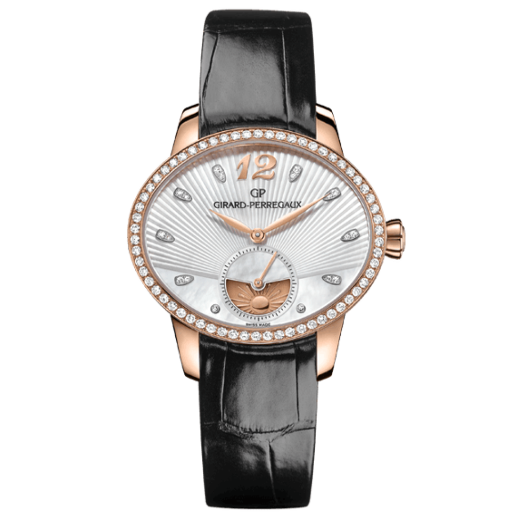 Girard-Perregaux Cat’s Eye Day and Night 35.40 x 30.40 mm Mother Of Pearl Dial with Diamonds 18K Pink Gold   Leather Strap 80488D52A751-CK6A