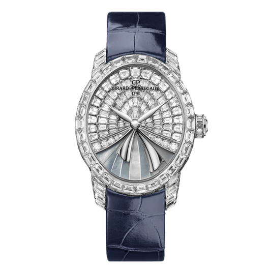 Girard-Perregaux Cat’s Eye La Fenice 38.40 x 32.90 mm Mother-Of-Pearl Dial with Diamonds 18k White Gold   Leather Strap 80494B53P7B1-CK4A