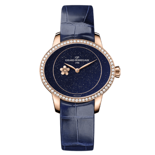 Girard-Perregaux Cat’s Eye Plum Blossom 35.40 x 30.40 mm Blue Aventurine Dial with Diamonds 18K Pink Gold   Leather Strap 80484D52A401-CK4E