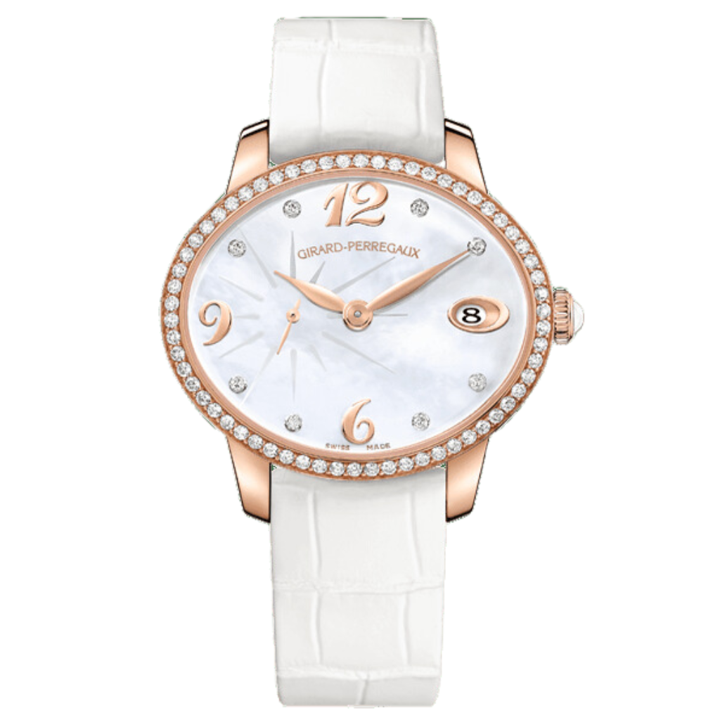 Girard-Perregaux Cat’s Eye Small Seconds 35.40 x 30.40 mm Mother Of Pearl Dial with Diamonds 18K Pink Gold   Leather Strap 80484D52A761-BK7A