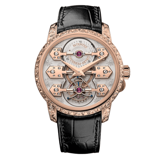 Girard-Perregaux La Esmeralda Tourbillon „A Secret“ 44 mm Transparent Dial 18K Pink Gold   Leather Strap 99276-52-000-BA6E