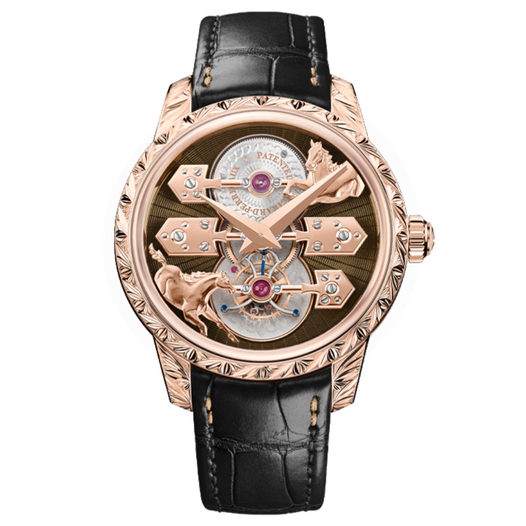 Girard-Perregaux La Esmeralda Tourbillon "A Secret" Eternity Edition 43 mm Brown Dial 18K Pink Gold   Leather Strap 99274-52-3352-5CC