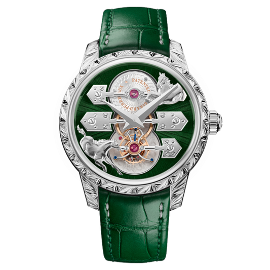 Girard-Perregaux La Esmeralda Tourbillon "A Secret" Eternity Edition 43 mm Green Dial 18k White Gold   Leather Strap 99274-53-3303-5CC