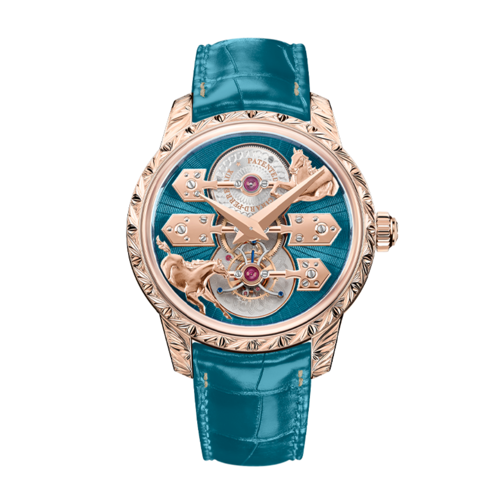 Girard-Perregaux La Esmeralda Tourbillon "A Secret" Eternity Edition 43 mm Transparent Dial 18K Pink Gold   Leather Strap 99274-52-3131-5CC