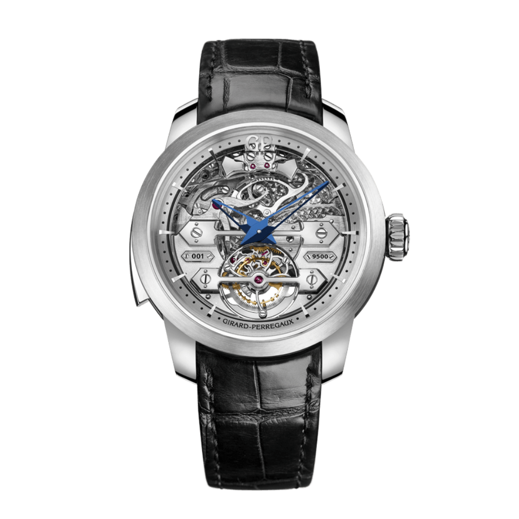Girard-Perregaux Minute Repeater Tourbillon with Bridges 45 mm Transparent Dial 18k White Gold   Leather Strap 99820-53-002-BA6A
