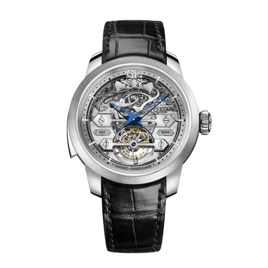 Girard-Perregaux Minute Repeater Tourbillon with Bridges 45 mm Transparent Dial 18k White Gold   Leather Strap 99820-53-002-BA6A