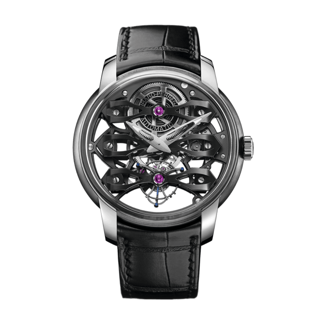 Girard-Perregaux Neo-Tourbillon with Three Bridges Skeleton 45 mm Transparent Dial Titanium    Leather Strap 99295-21-000-BA6A
