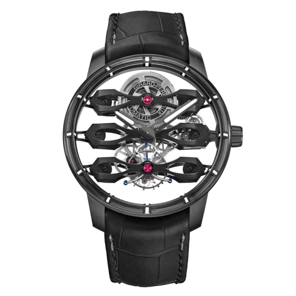 Girard-Perregaux Tourbillon with Three Flying Bridges Aston Martin Edition 44 mm Transparent Dial Titanium   Leather Strap 99296-21-001-BA6A