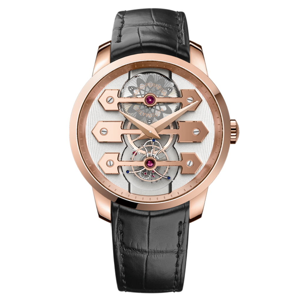 Girard-Perregaux Tourbillon with Three Gold Bridges 45 mm Transparent Dial 18K Pink Gold   Leather Strap 99280-52-000-BA6E