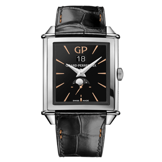 Girard-Perregaux Vintage 1945 Infinity Edition 36.10 x 35.25 mm Onyx Dial Stainless Steel   Leather Strap 25882-11-631-BB6B