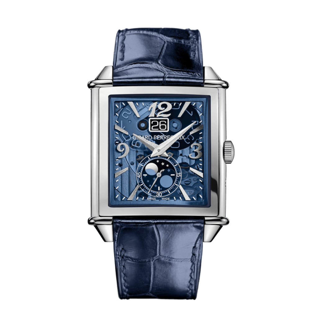 Girard-Perregaux Vintage 1945 XXL Large Date and Moon Phases 36.10 x 35.25 mm Polycristalline Dial Stainless Steel   Leather Strap 25882-11-421-BB4A