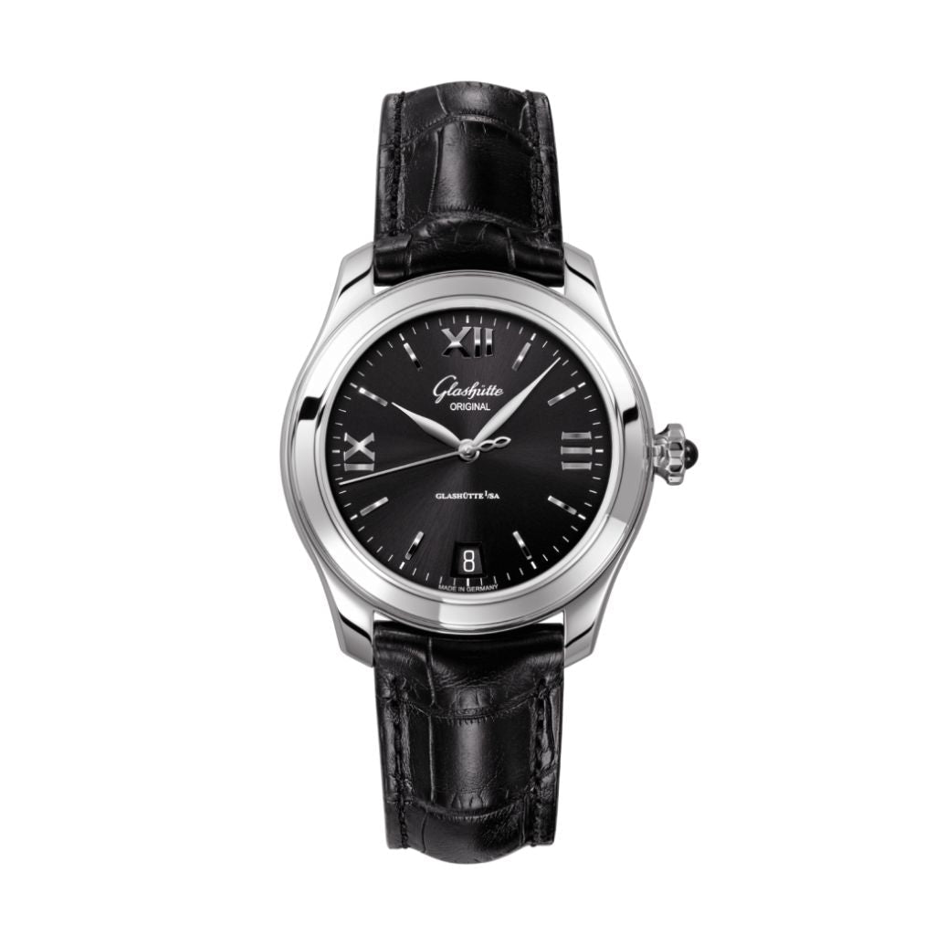 Glashuette Original Lady Serenade 36 mm Galvanized Black Dial Stainless Steel Stainless Steel 1-39-22-20-02-04
