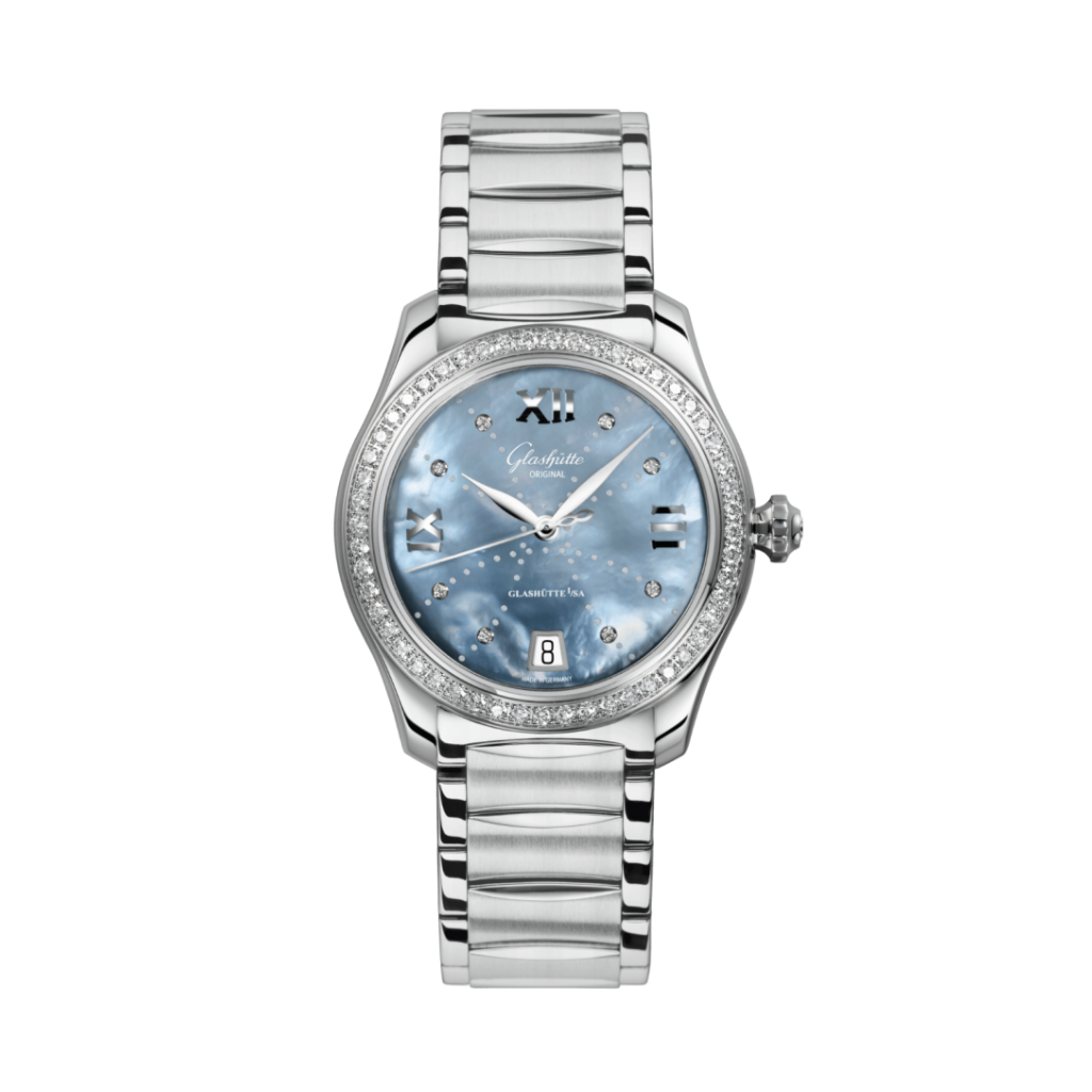 Glashuette Original Lady Serenade 36 mm Mother-Of-Pearl Blue Dial Stainless Steel Stainless Steel 1-39-22-11-22-34