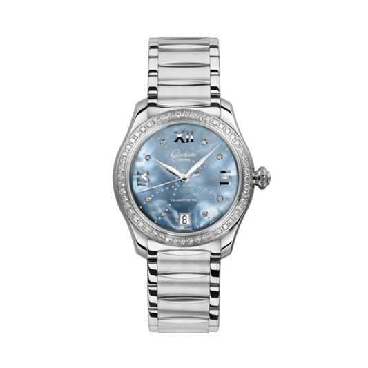Glashuette Original Lady Serenade 36 mm Mother-Of-Pearl Blue Dial Stainless Steel Stainless Steel 1-39-22-11-22-34