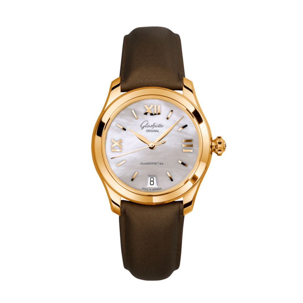 Glashuette Original Lady Serenade 36 mm Mother-Of-Pearl Silver Dial 18k Rose Gold   Strap 1-39-22-09-01-04