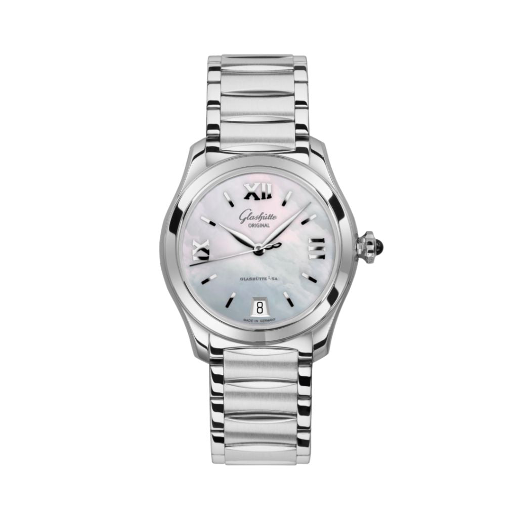 Glashuette Original Lady Serenade 36 mm Mother-Of-Pearl Silver Dial Stainless Steel Stainless Steel 1-39-22-08-02-34
