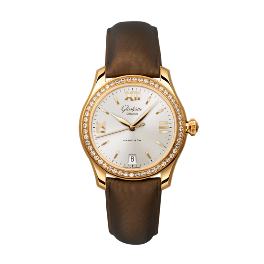 Glashuette Original Lady Serenade 36 mm Silver Galvanized Dial 18k Rose Gold   Strap 1-39-22-04-11-04