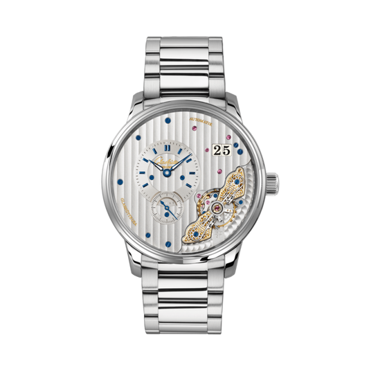 Glashuette Original Pano Matic Inverse 42 mm Silver Dial Stainless Steel Metal Bracelet 1-91-02-02-02-71