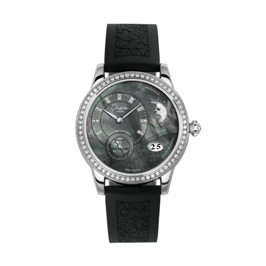 Glashuette Original Panomatic Luna 39.4 mm Mother-Of-Pearl "Tahiti" Dial Stainless Steel Rubber With Embossing 1-90-12-02-12-04