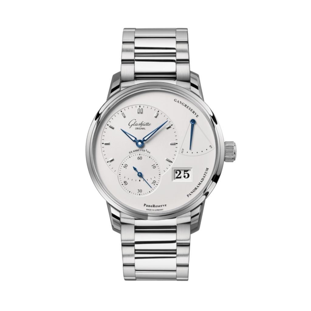 Glashuette Original PanoReserve 40 mm Silver Galvanized Dial Stainless Steel Stainless Steel 1-65-01-22-12-71
