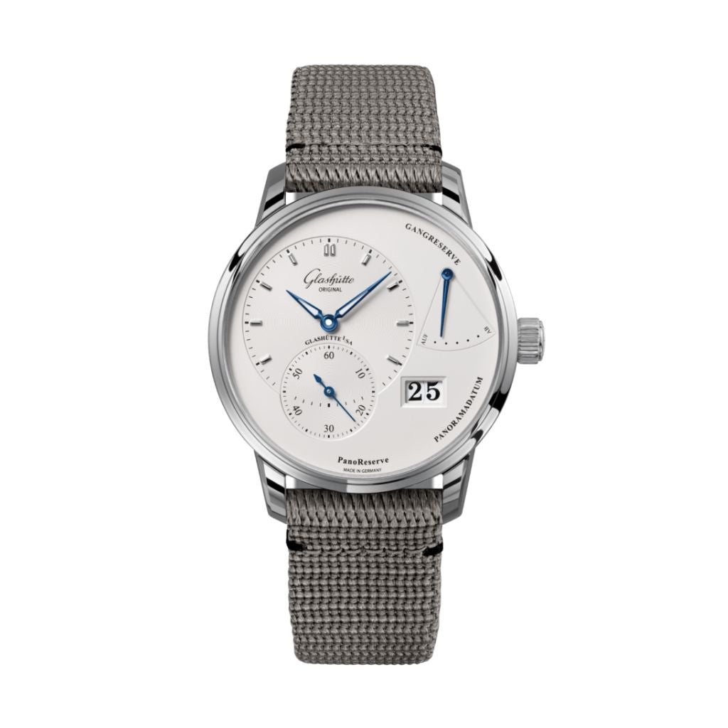 Glashuette Original PanoReserve 40 mm Silver Galvanized Dial Stainless Steel Synthetic 1-65-01-22-12-66