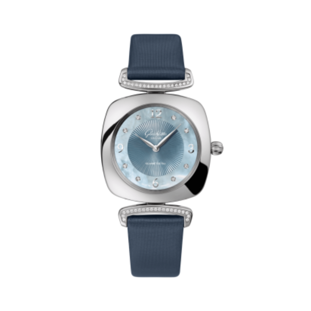Glashuette Original Pavonina 31 mm Mother-Of-Pearl Blue Dial Stainless Steel   Strap, Grey 1-03-02-06-12-34