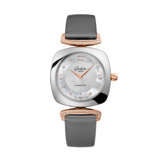 Glashuette Original Pavonina 31 mm Mother-Of-Pearl White Dial Bicolor   Strap, Grey 1-03-02-04-16-34