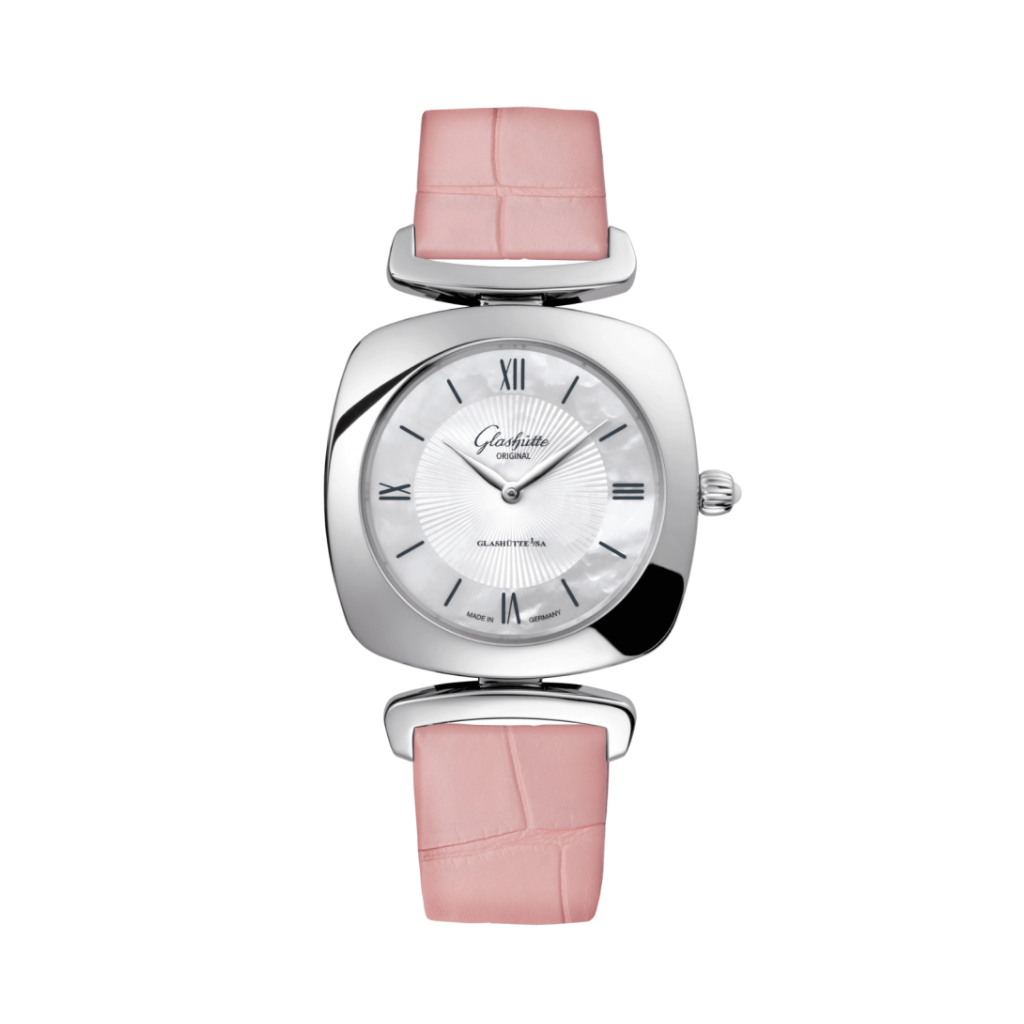 Glashuette Original Pavonina 31 mm Mother-Of-Pearl White Dial Stainless Steel Louisiana   Leather Strap 1-03-02-05-02-31