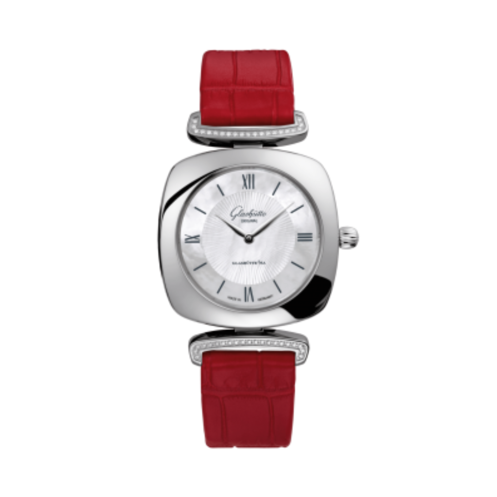 Glashuette Original Pavonina 31 mm Mother-Of-Pearl White Dial Stainless Steel Louisiana   Leather Strap 1-03-02-05-12-30