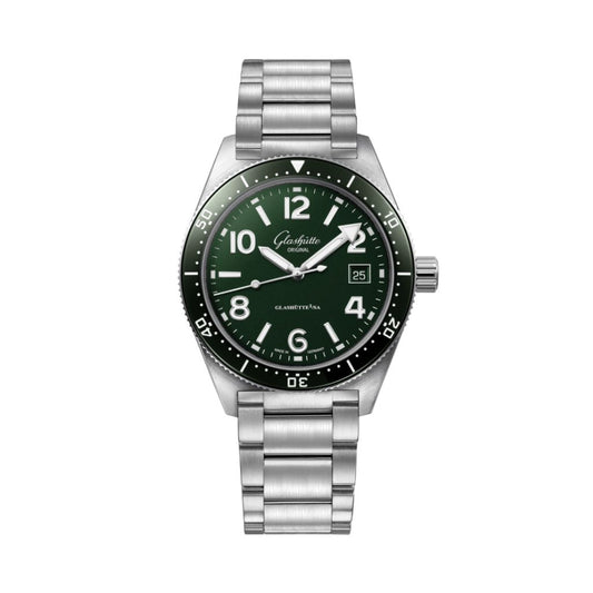 Glashuette Original SeaQ 39.50 mm Green Dial Stainless Steel Metal Bracelet 1-39-11-13-83-70