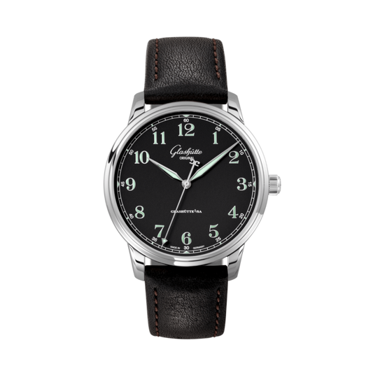 Glashuette Original Senator Excellence 40 mm Black Dial Stainless Steel   Strap, Black 1-36-01-03-02-65
