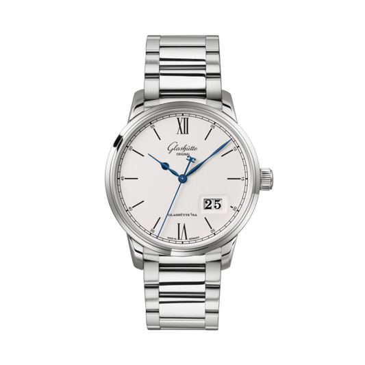 Glashuette Original Senator Excellence Panorama Date 40 mm White Dial Stainless Steel Metal Bracelet 1-36-03-01-02-71
