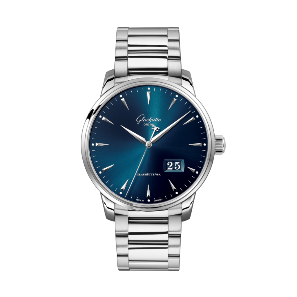 Glashuette Original Senator Excellence Panorama Date 42 mm Blue Dial Stainless Steel Metal Bracelet 1-36-03-04-02-71