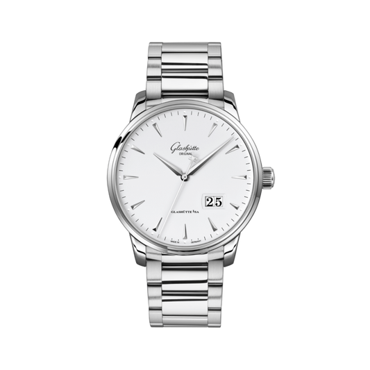 Glashuette Original Senator Excellence Panorama Date 42 mm White Dial Stainless Steel Metal Bracelet 1-36-03-05-02-71