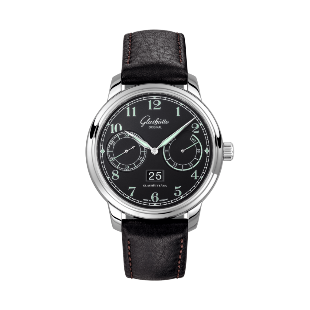 Glashuette Original Senator Observer 44 mm Black Dial Stainless Steel   Strap, Black 100-14-07-02-30