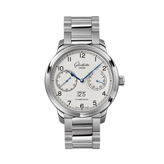 Glashuette Original Senator Observer 44 mm Silver Dial Stainless Steel Metal Bracelet 100-14-05-02-14