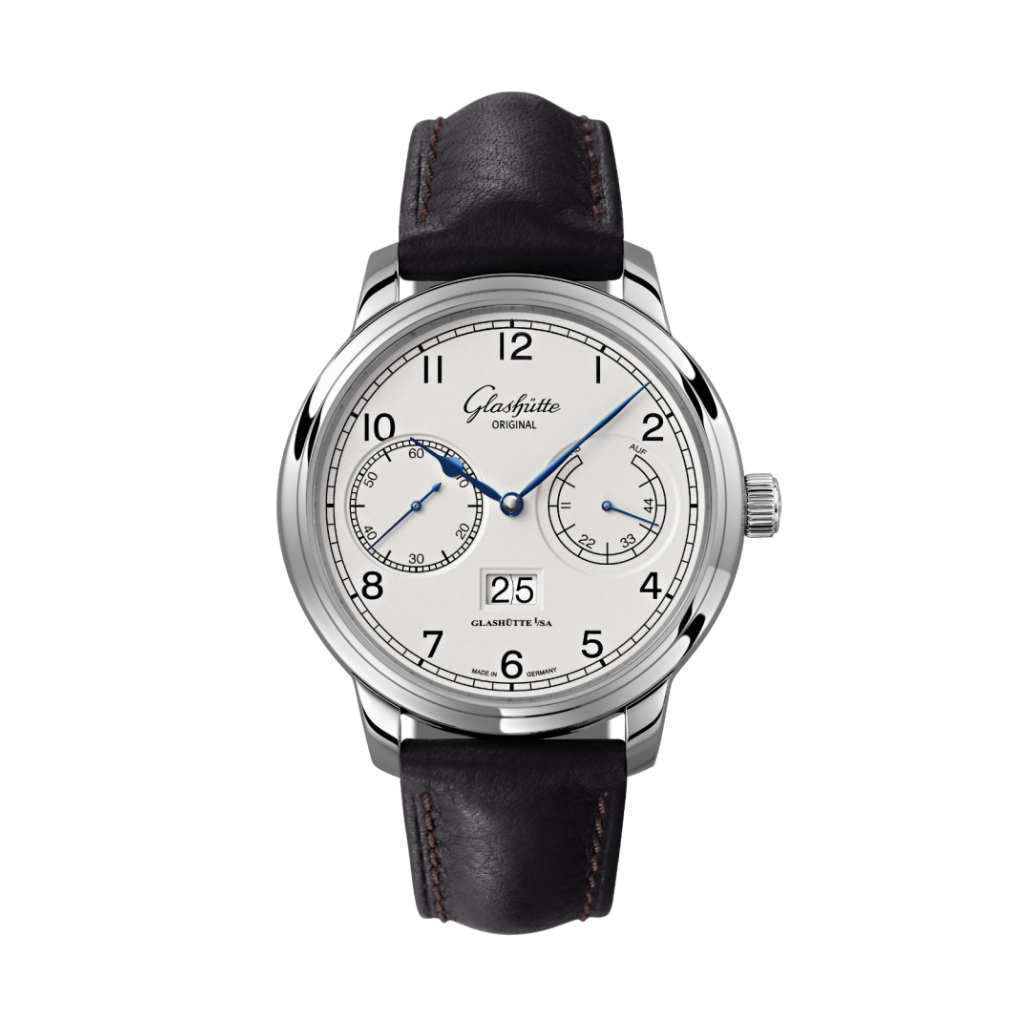 Glashuette Original Senator Observer 44 mm Silver Dial Stainless Steel   Strap, Black 100-14-05-02-05