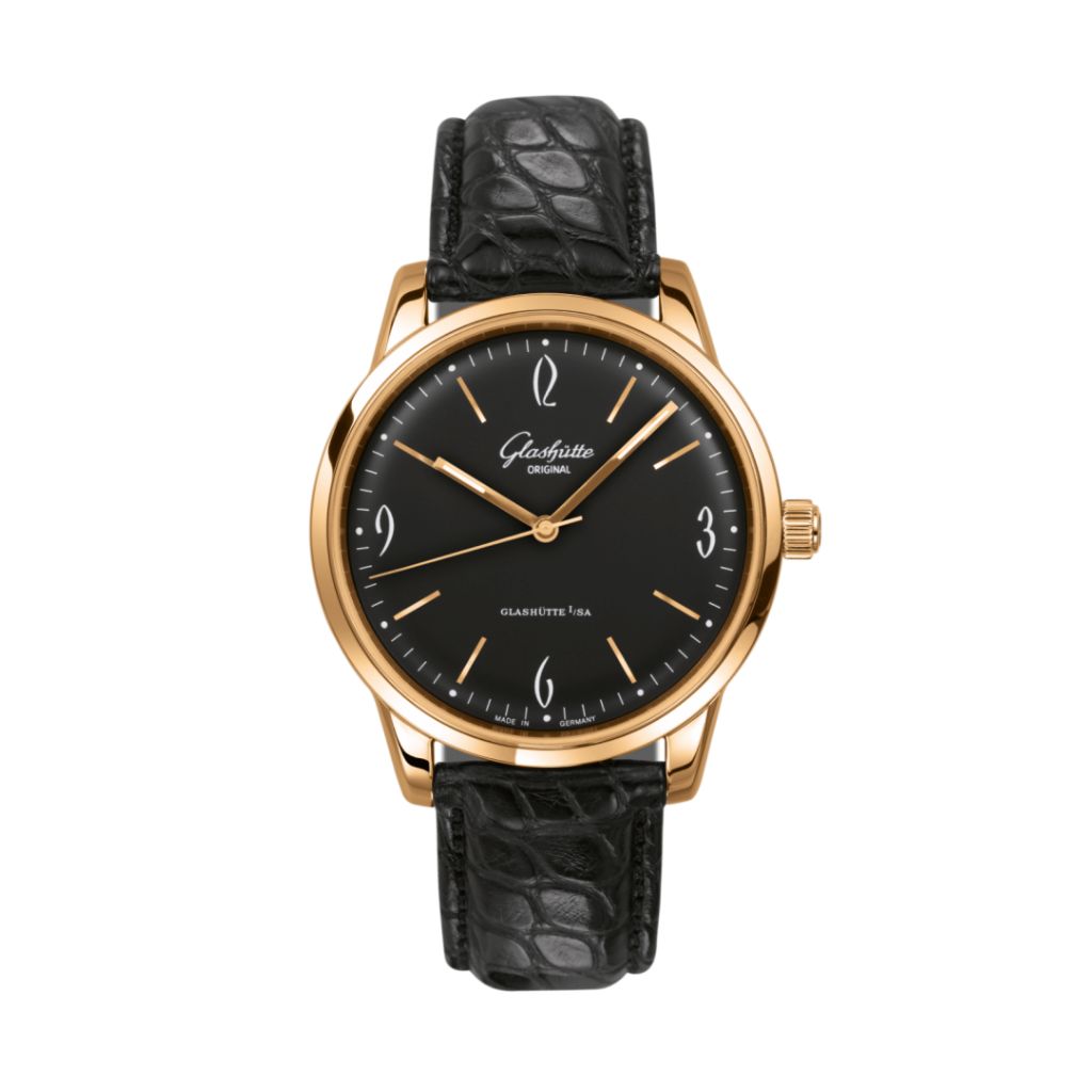 Glashuette Original Sixties 39 mm Black Dial Rose Gold Louisiana  , Black 1-39-52-02-01-04