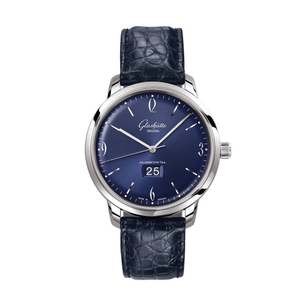 Glashuette Original Sixties Panorama Date 42 mm Blue Dial Stainless Steel Louisiana  , Blue 2-39-47-06-02-04