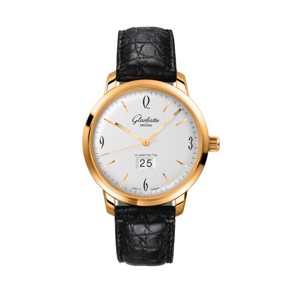Glashuette Original Sixties Panorama Date 42 mm Silver Dial Rose Gold Louisiana  , Black 2-39-47-01-01-04