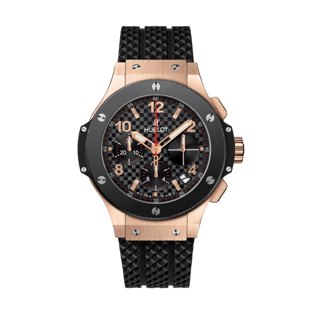 HUBLOT Big Bang Gold Ceramic 41 mm Black Dial Polished 18K 5N Gold Rubber Strap 341.PB.131.RX