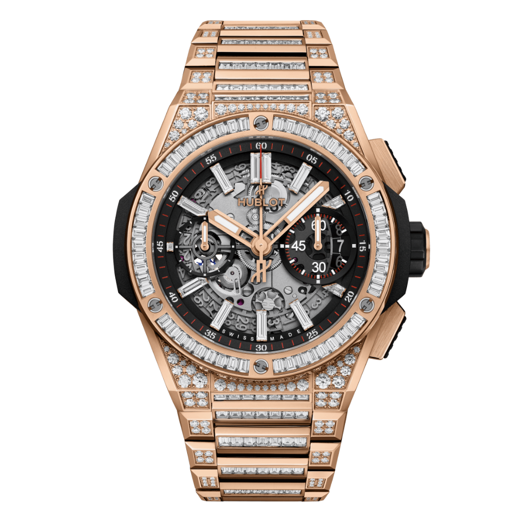 HUBLOT Big Bang Integrated King Gold Jewellery 42 mm Transparent Dial with Diamonds Polished 18K King Gold Bracelet 451.OX.1180.OX.9804