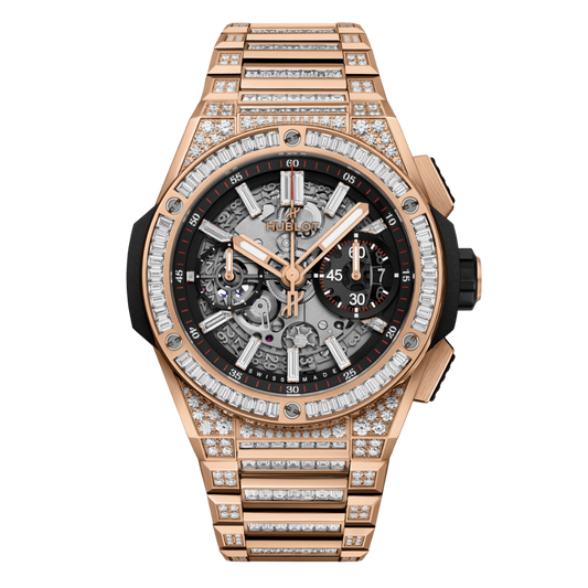 HUBLOT Big Bang Integrated King Gold Jewellery 42 mm Transparent Dial with Diamonds Polished 18K King Gold Bracelet 451.OX.1180.OX.9804