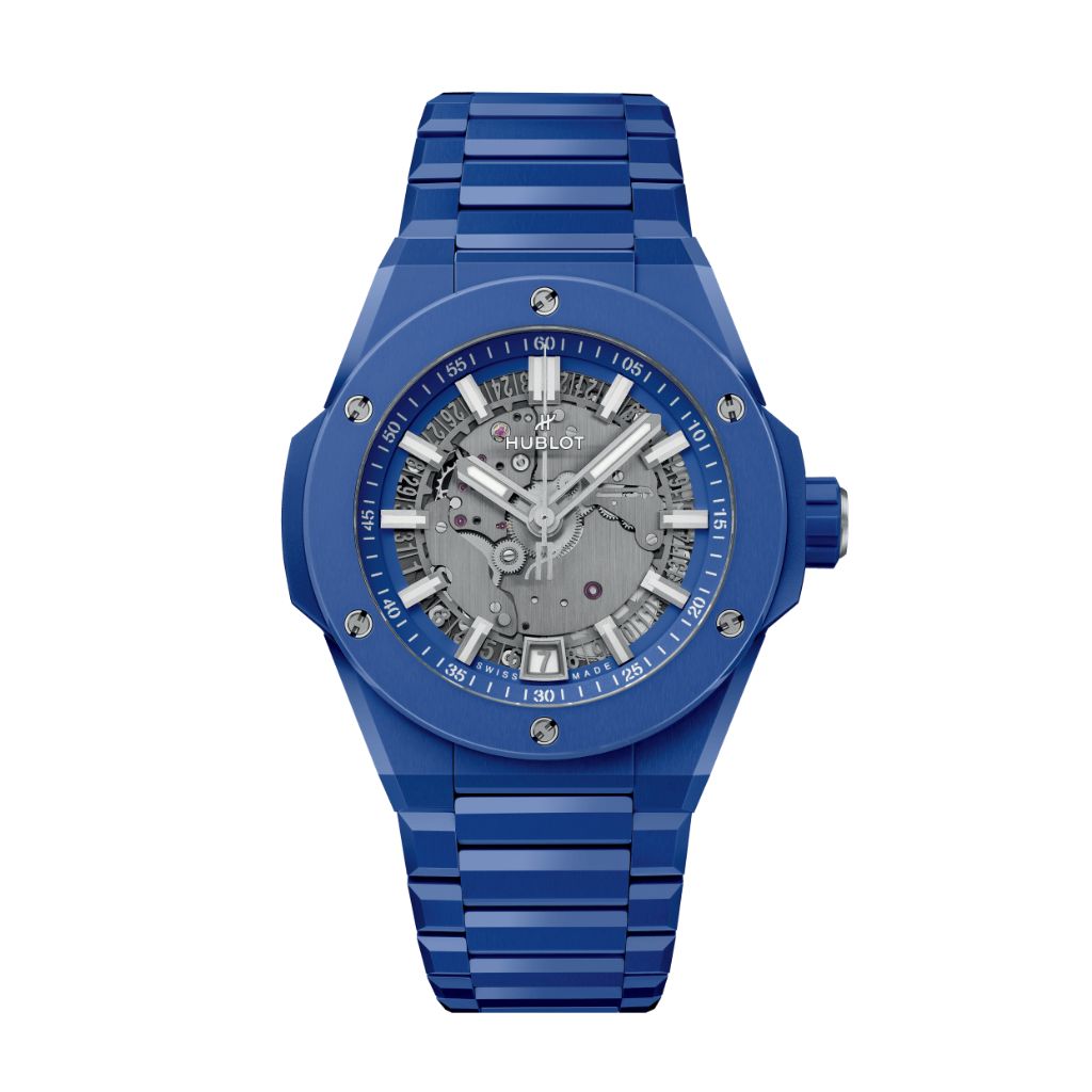 HUBLOT Big Bang Integrated Time Only Blue Indigo Ceramic 40 mm Transparent Dial Polished Blue Indigo Ceramic Bracelet 456.EX.5129.EX