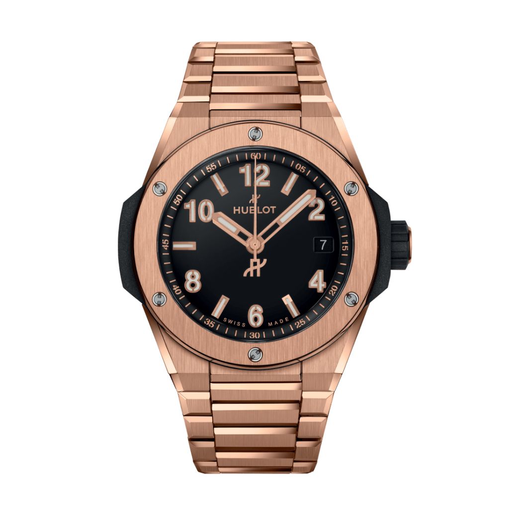 HUBLOT Big Bang Integrated Time Only King Gold 38 mm Black Dial Polished 18K King Gold Bracelet 457.OX.1280.OX